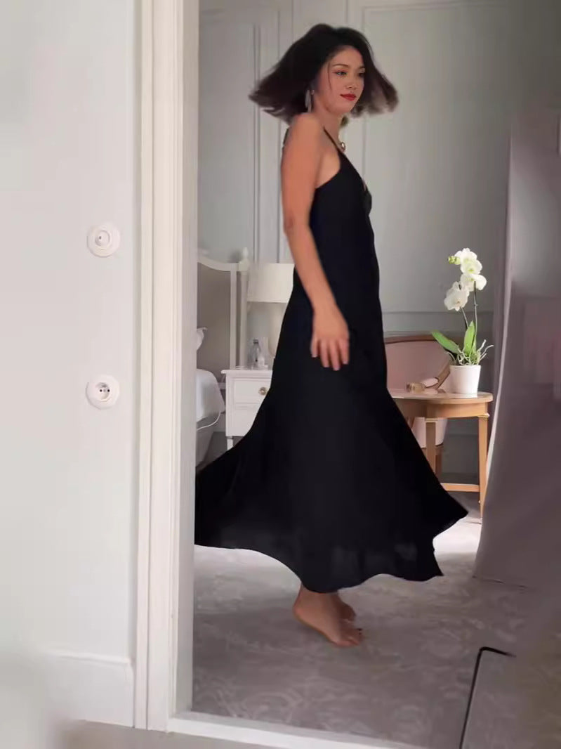 Summer Women's New French Sexy V-Necked Suspension Dress