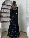 2025 Temperament Long-Sleeved Design Round Collar Small Broken Floral Dress Dress Dress Woman