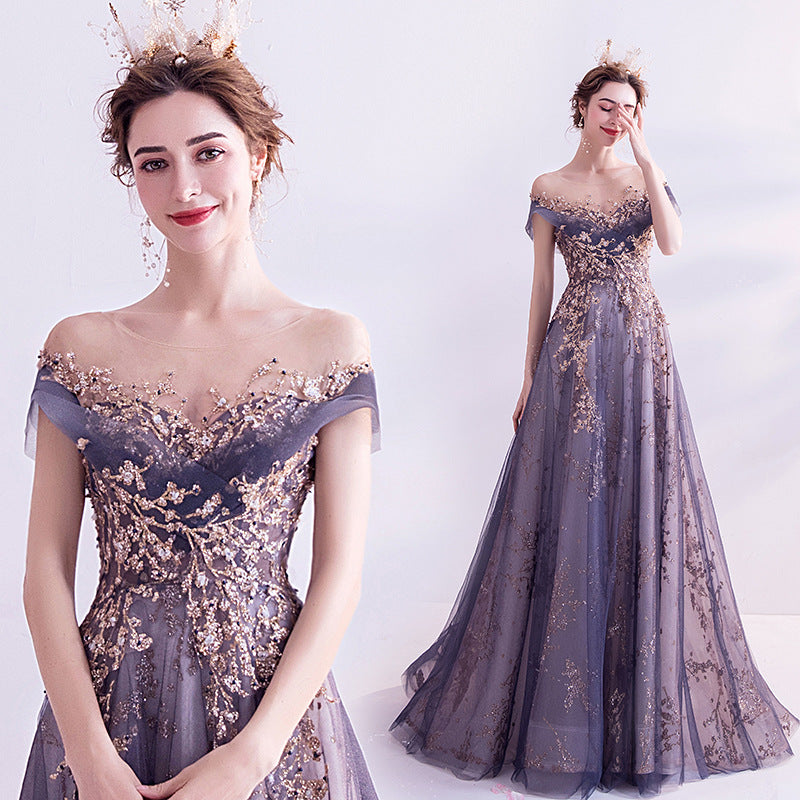 Of The Aur Atmosphere Purple Dress Annual Birthday Show Host Performing Walk Evening Dress