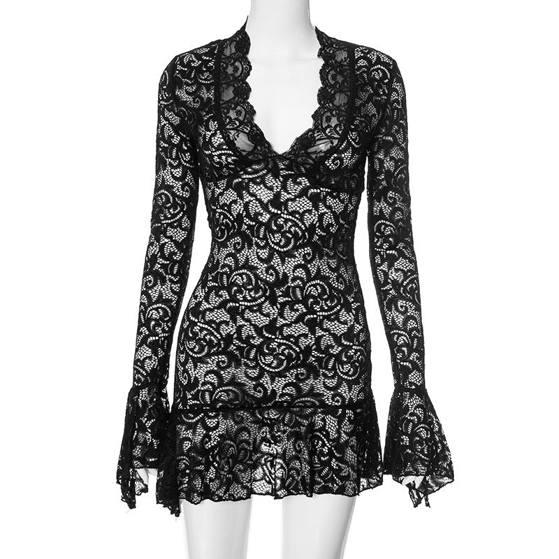 Women's New Sexy Lace Spice Girl Party Dress For Autumn/Winter 2025 DJPT