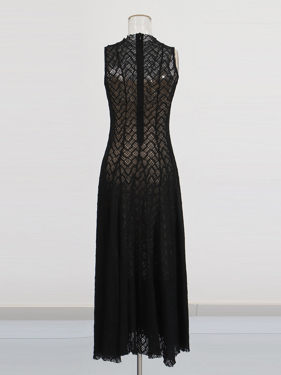 Temperament Style Dress 2025 Summer New Round-Neck Sleeveless Texture High-End Knitted Dress Woman