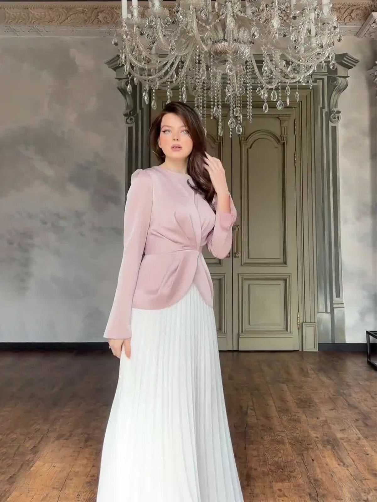 2024 Women's Fashion Collevement Roller Dress Elegant Suit Long Sleeve Dress
