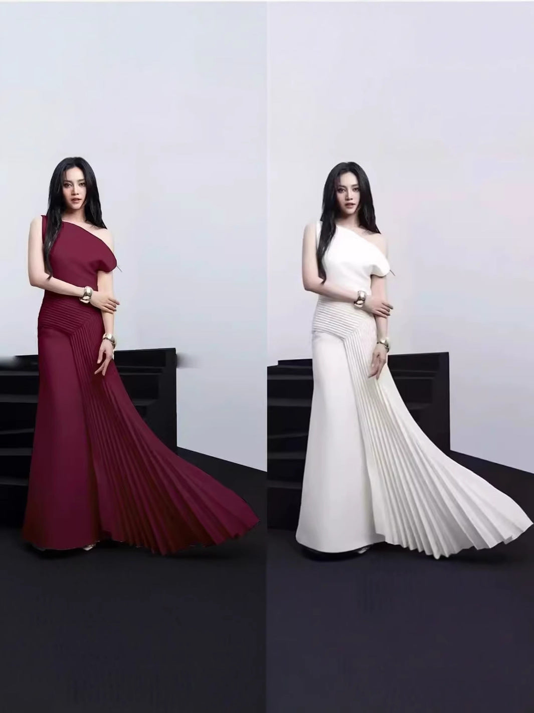2025 Asymmetrical Collared Shoulder Dress Dress Dress