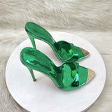 Fashion Sandals Laser Green 12CM Fine Heel High Heels Walking Shoes High Quality Shoes