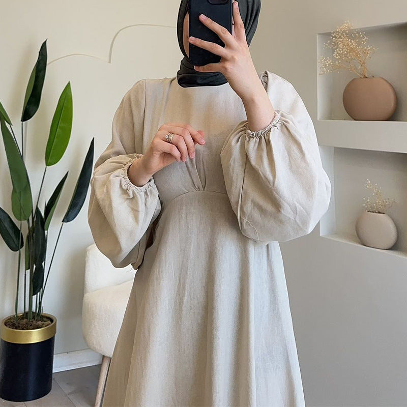 2024 New Relaxed Relaxed And Gentle Commuter Solid Colored Long Sleeve Dress