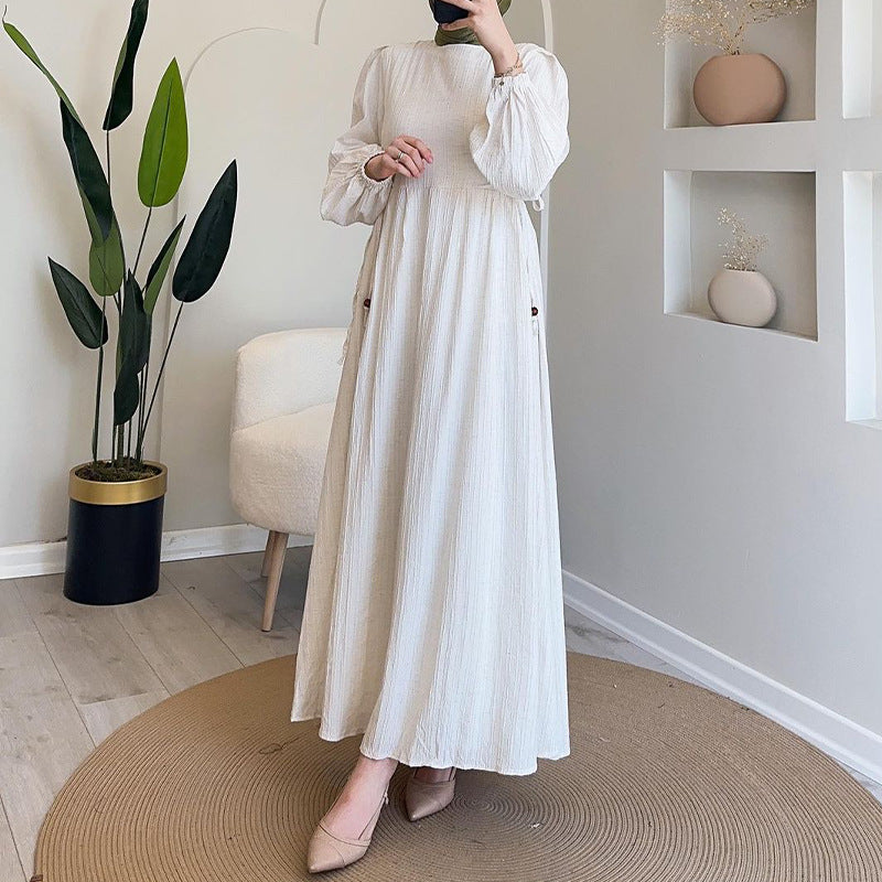 Women's Autumn 2024 Muslim Round Lantern Sleeve Elegant And Comfortable Dress
