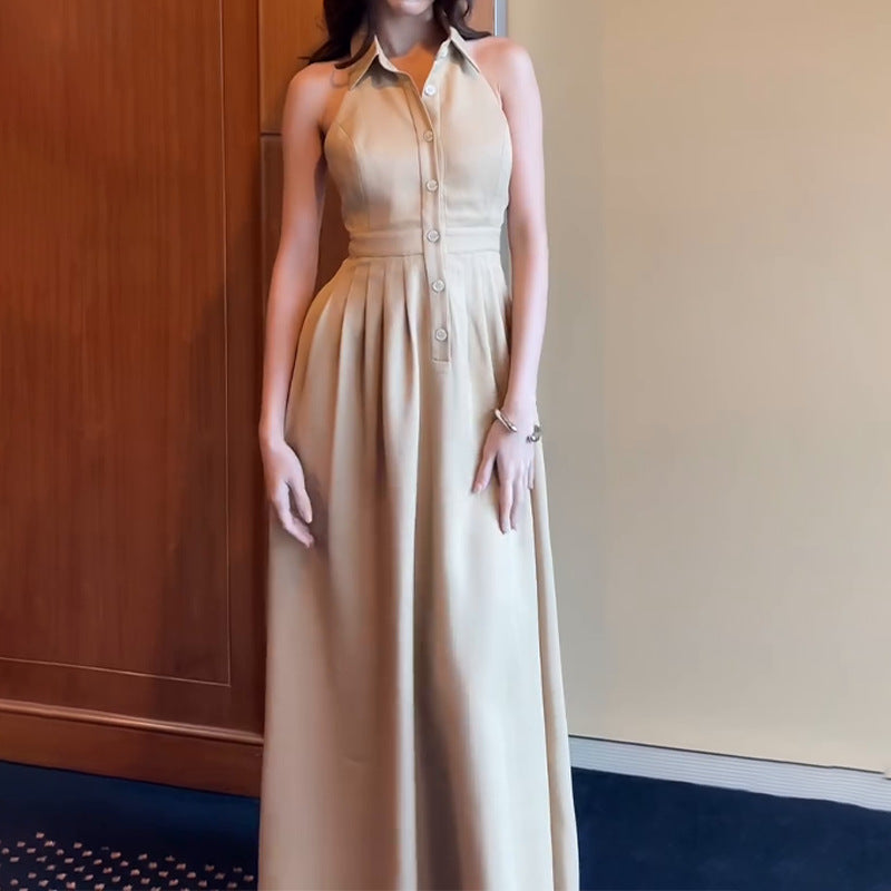 Fashion Temperament In The Fall Of 2024, The Back Of The Solid Color Dress