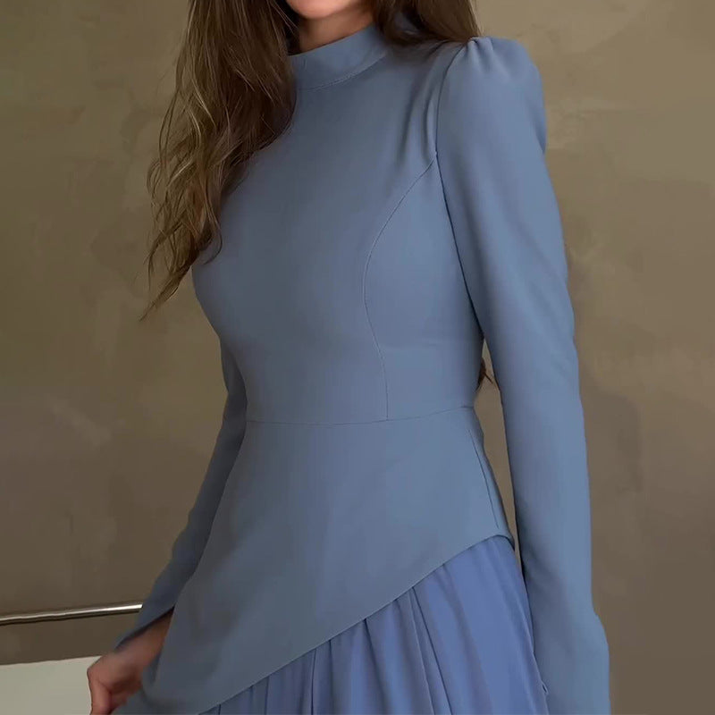 And Winter New Fashion Round Neck French Design Feeling 100 Fold Dress
