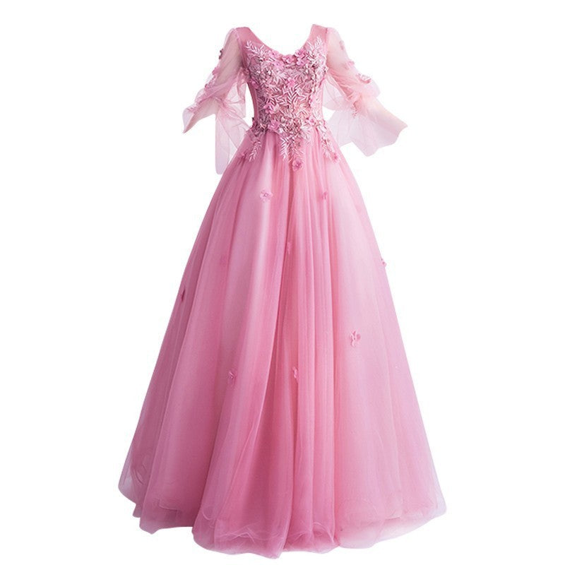 Building Color Yarn 2025 New Solo Performance Costume Female Atmosphere Elegant Shoulder Annual Meeting Art Exam Evening Dress Chorus