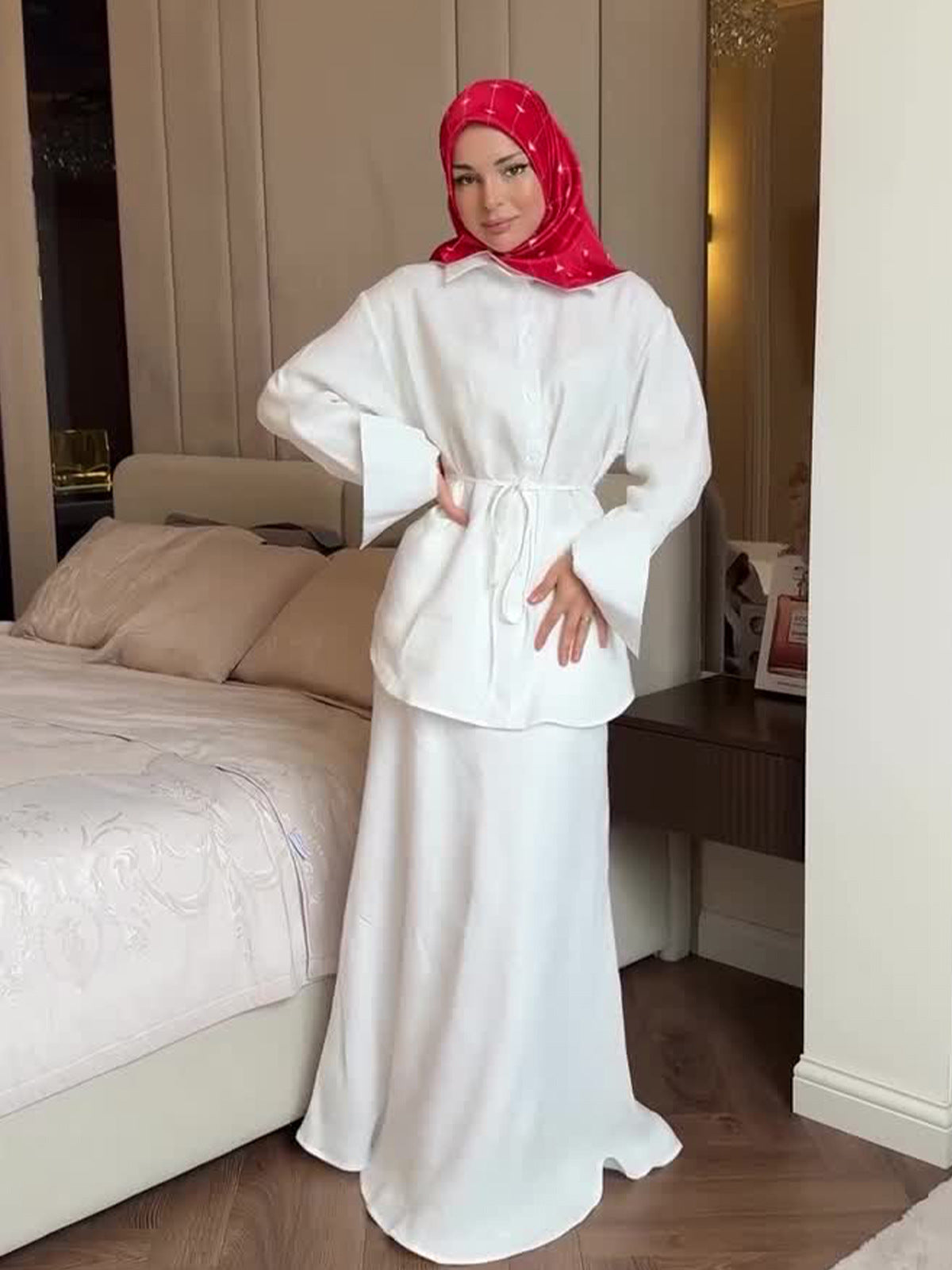 2025 Warm Elegant Noble Long Sleeve Top Comfortable Long Dress Suit Woman