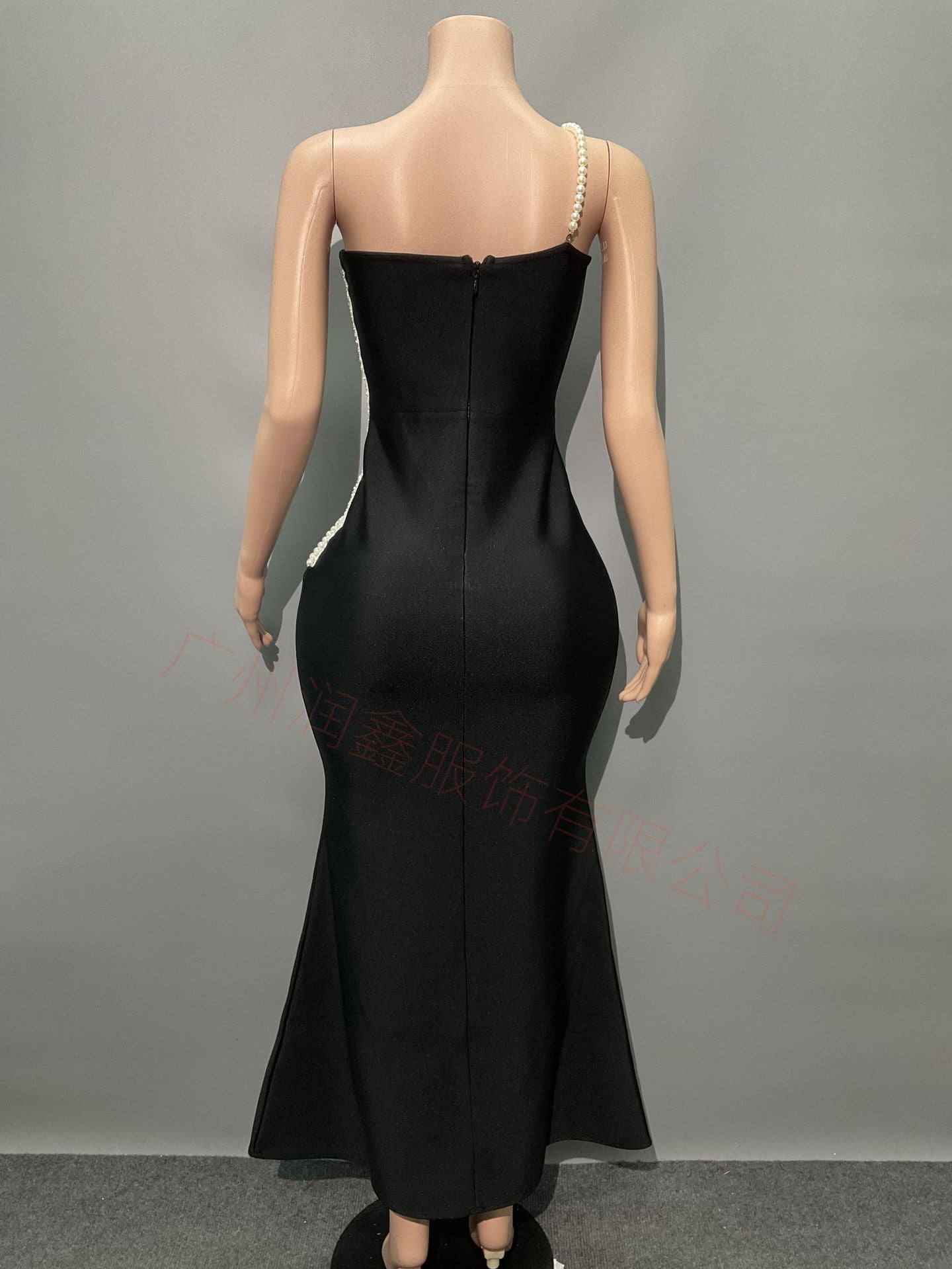Fashion Pearl One-Shoulder Party Evening Dress Design Famous Fishtail Dress Banded Dress