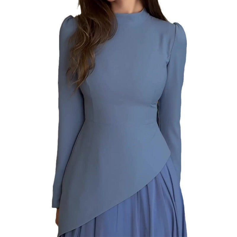 And Winter New Fashion Round Neck French Design Feeling 100 Fold Dress