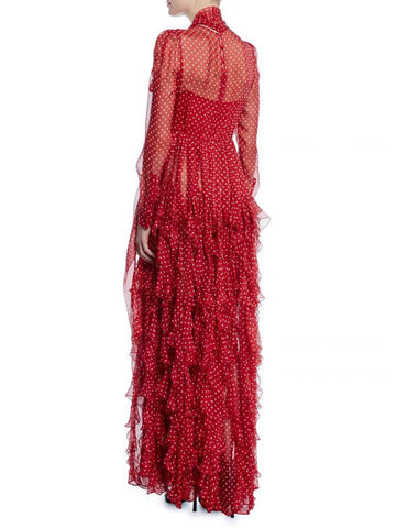 Evening Dress 2024 Spring Party Party Stand Tie With Heavy Industry Lotus Leaf Side Wave Chiffon Dress Dress