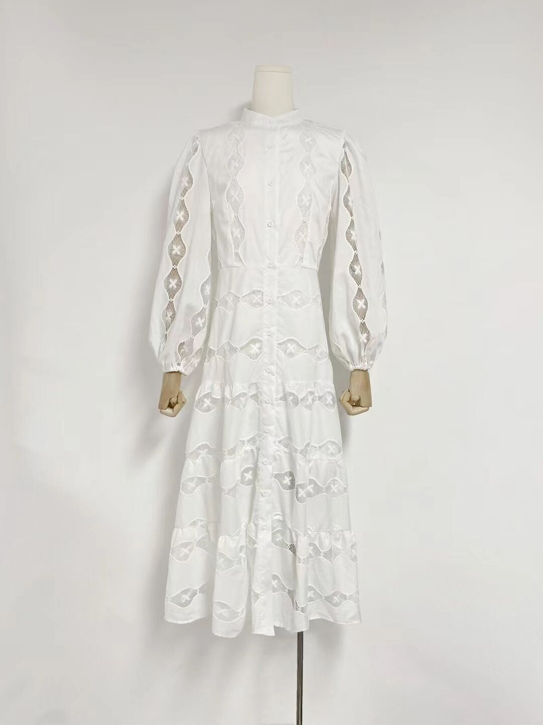 Early Spring High-End Fashion Elegant Collar Heavy Industry Embroidery Single Buckle Dress Dress Dress Dress Dress Dress Dress Woman