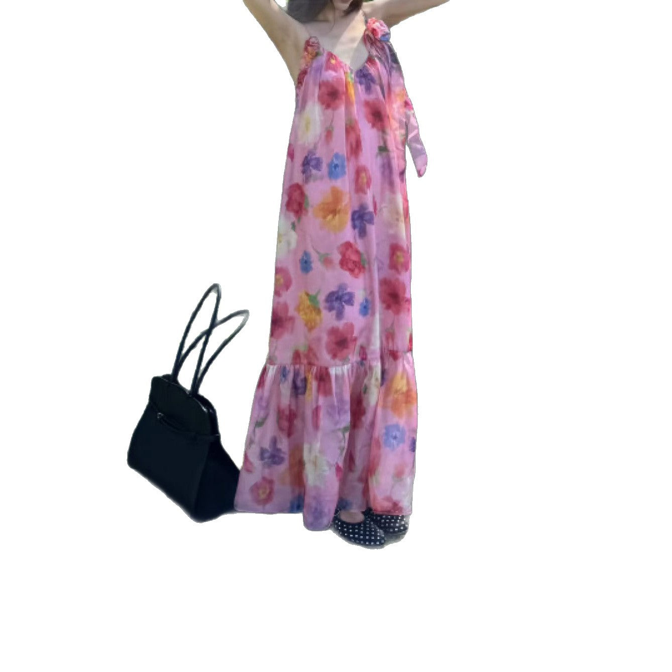 Summer Dress New Holiday Style V Tie Sling Dress