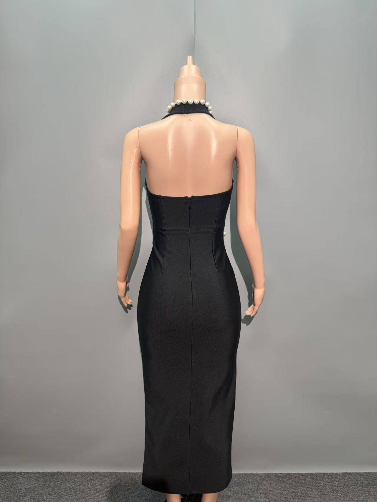 Element Hanging Neck Elastic Banding Dress Dinner Light Luxury High-End Evening Dress