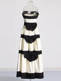 Temperament Style Dress 2025 Summer New Face Splicing Bow Bump Design Dress Dress Dress Dress