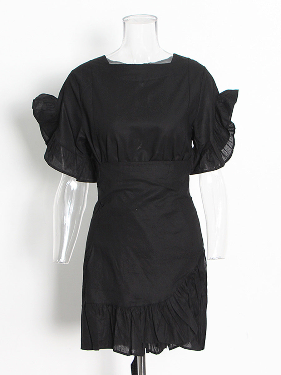 Trend Style Dress 2025 Spring New Petal Sleeves With Irregular Short Skirts