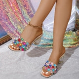 New Women's Water Drill Golden Sandals Cover Transparent Thick-Soled Party With Sandals High Heels High Quality Shoes