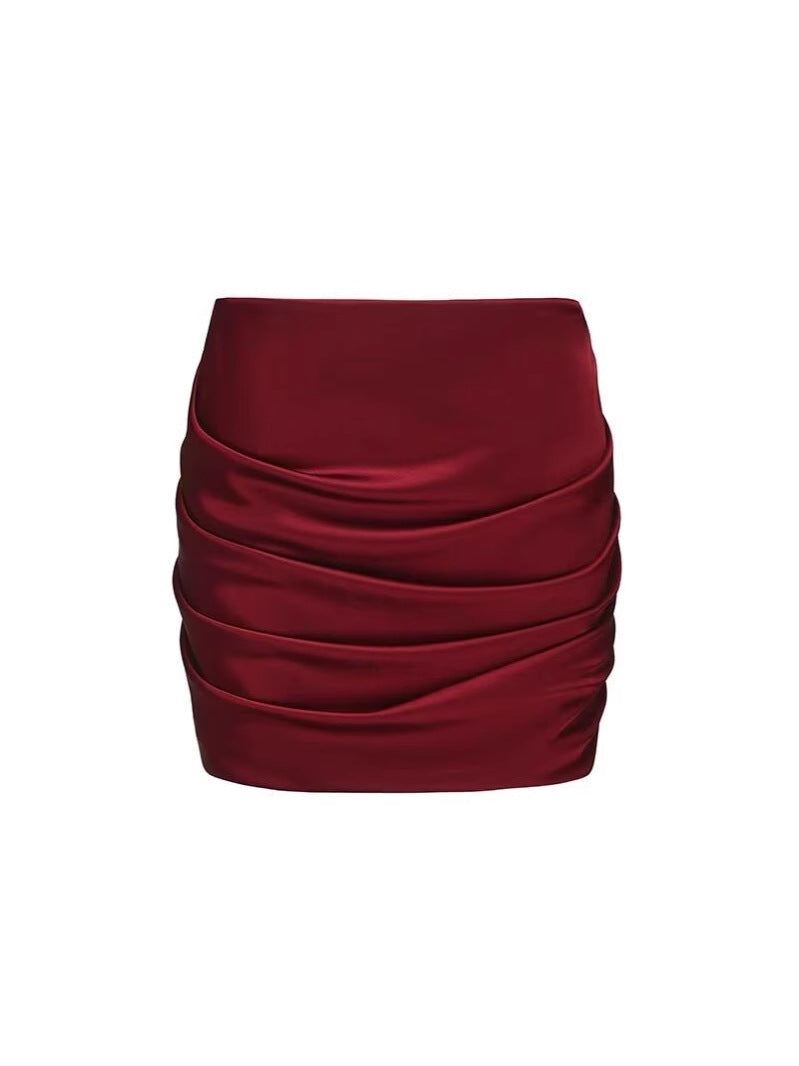 Set Club Shop Sexy Hanging Neck Collar With Short Top + Folded Pocket Hip Skirt Skirt