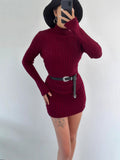 Fashion High-Collar Knitted Short-Form Hip Dress In Autumn 2024