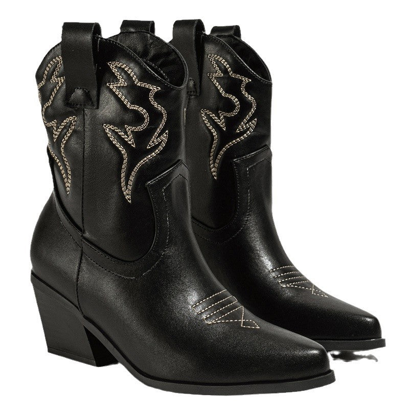 Boot Embroidered Cowboys 2025 New Grand-Code Cavalry Boots Mid-Cine Martin Boots Chelsea Boots Short Boots Kids High Quality Shoes