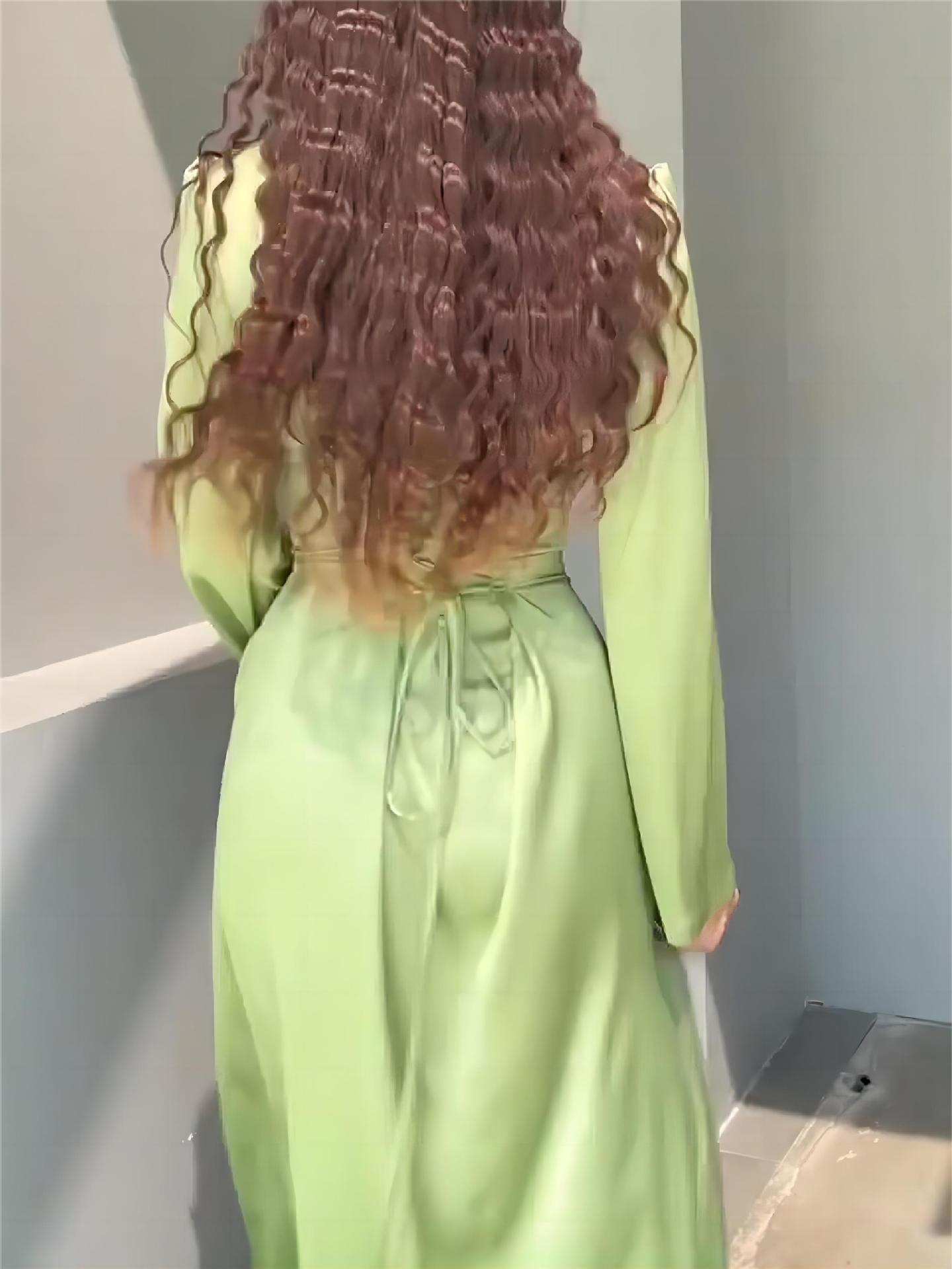 2024 New Strap To The Waist Long-Sleeved V-Neck To Repair The Famous Dress