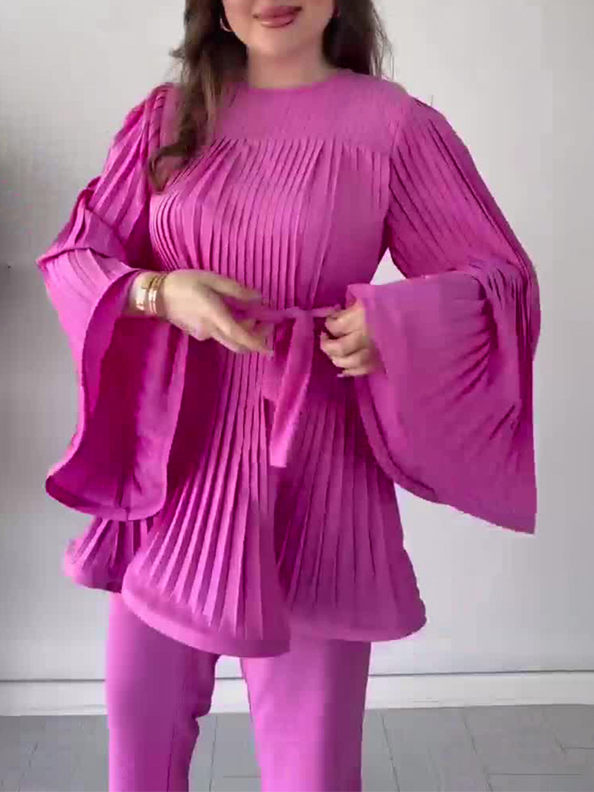 2024 New Folded Design Sense Fashion Temperament Loose Pants Suit Woman