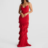 Fashion Atmospheric Elegant Pure Color Banquet Lace Dress In Fall 2024