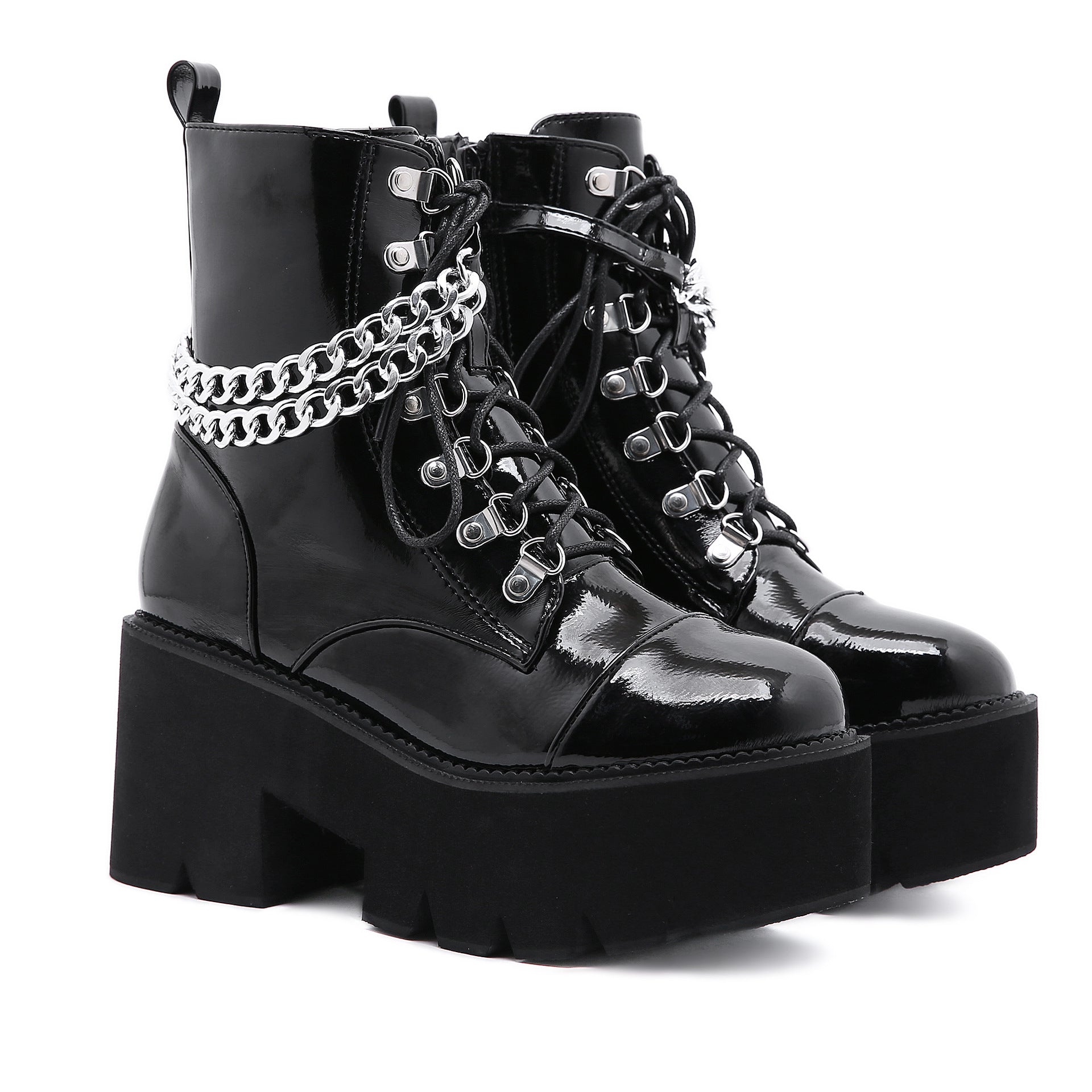 Large-Size Women's Shoe Chain New Thick-Soled Waterproof Table Women's Shoes Thick High Heel Short Boots High Quality Shoes