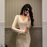 Sheath V Neckline Ivory Long Prom Dresses Birthday Outfits Evening Gown SD1017