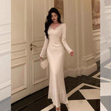 Sheath V Neckline Ivory Long Prom Dresses Birthday Outfits Evening Gown SD1017