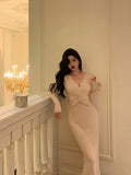 Sheath V Neckline Long Prom Dresses Birthday Outfits Evening Dress SD1037