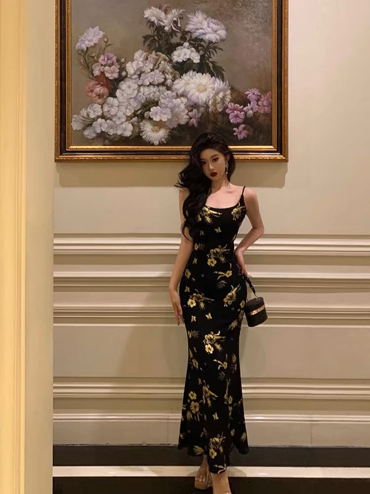 Sheath Spaghetti Straps Black Date Night Party Dress Prom Dresses Birthday Outfits SD1073