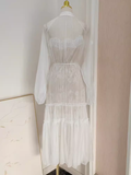 A line Halter White Lace Tea Length Vacation Dress Women Beach Dresses SD125