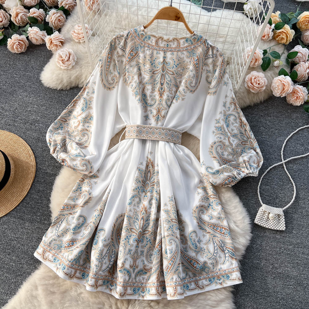 A line Long Sleeves Long Sleeves Holiday Dresses Autumn Beach Dress SD1265