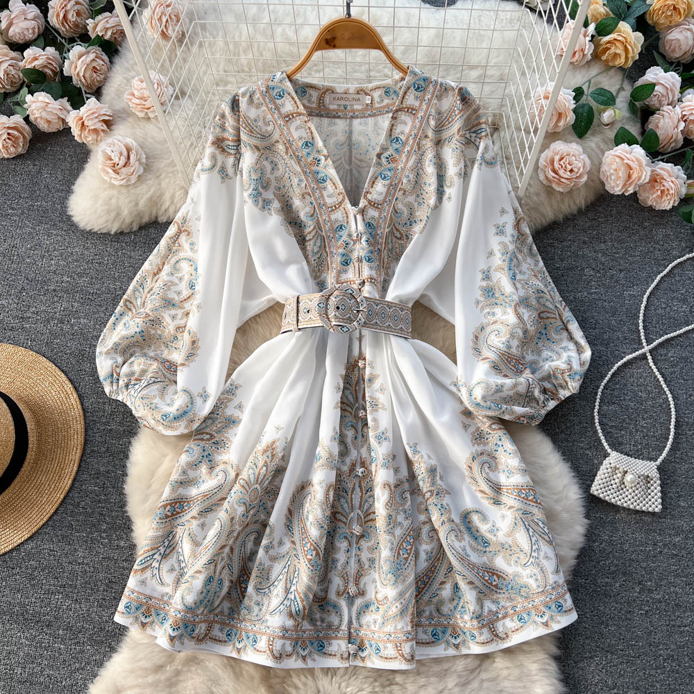 A line Long Sleeves Long Sleeves Holiday Dresses Autumn Beach Dress SD1265