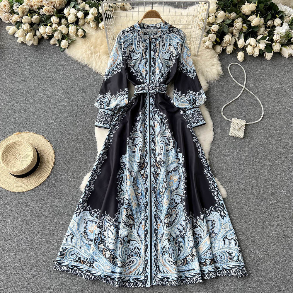 A line Long Sleeves Floral Holiday Dresses Women's Dress SD1284