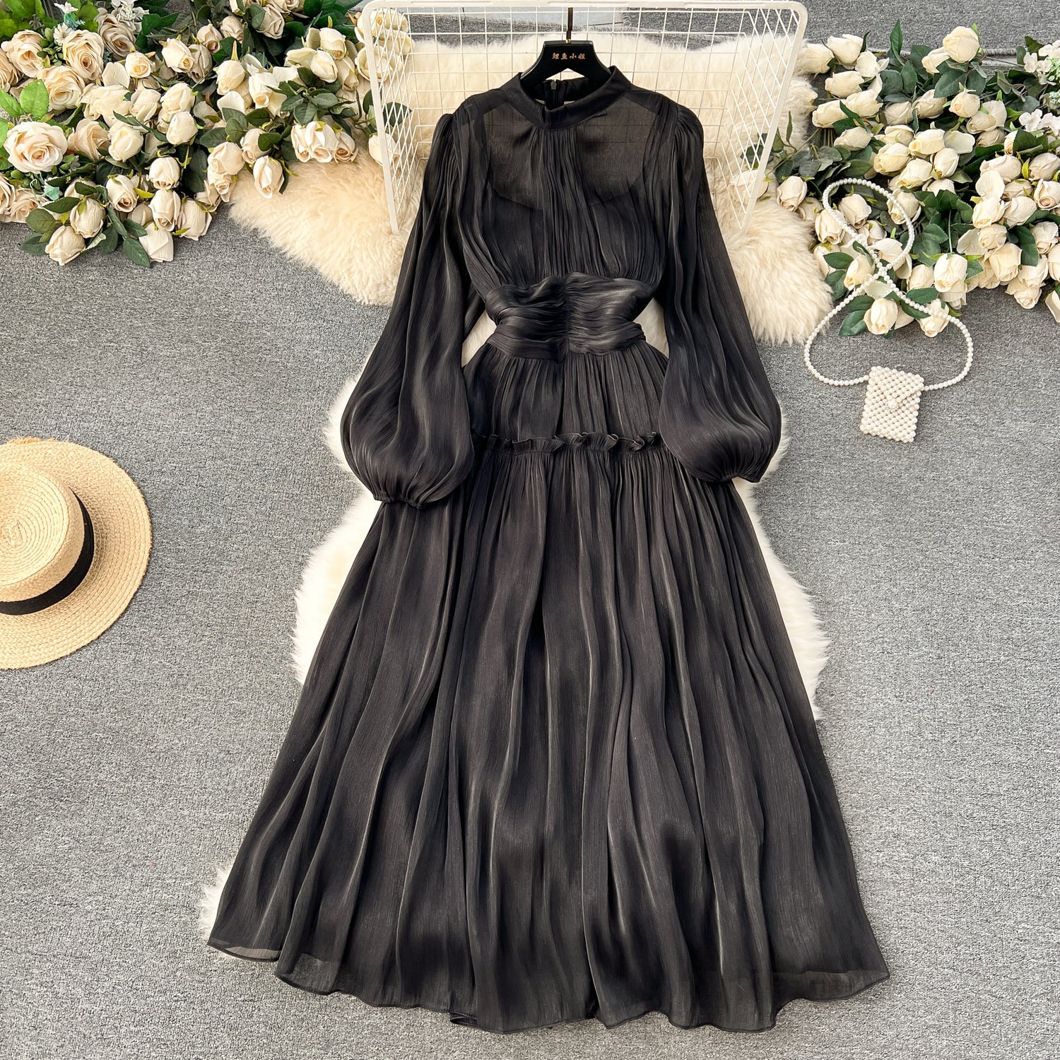 A line Scoop Long Sleeves Black Holiday Dresses Women's Dress SD1288