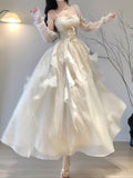 A Line Spaghetti Straps Ivory Holiday Dress Birthday Dresses Birthday Outfits SD1299