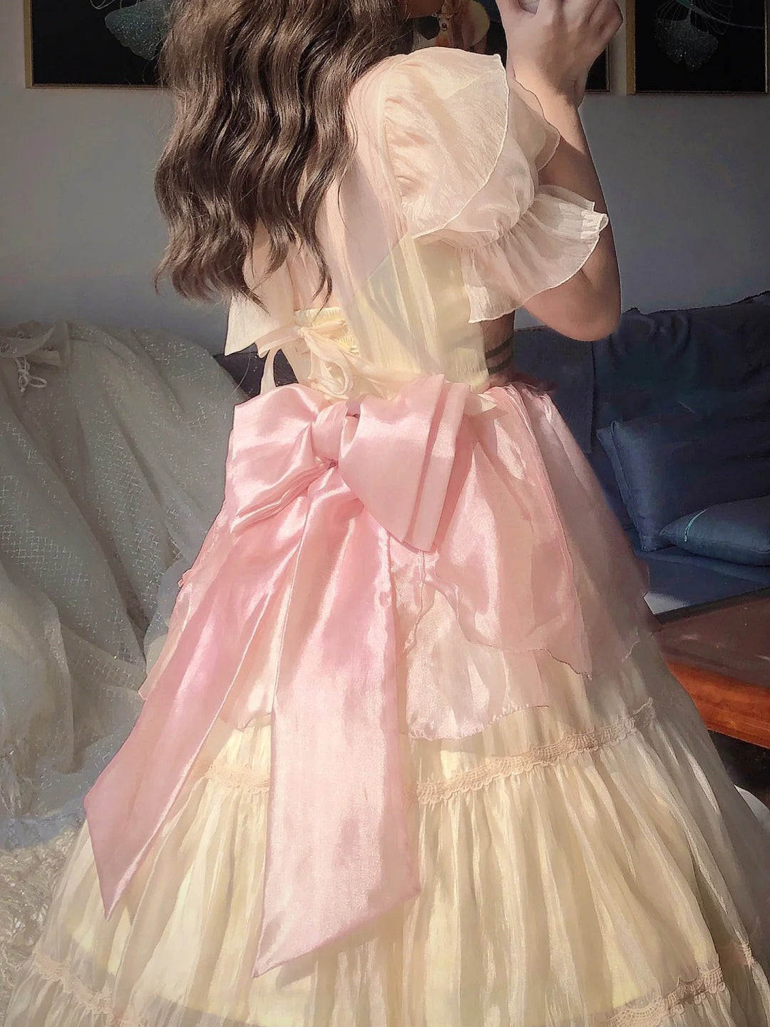 Ball Gown High Neckline Short Sleeves Holiday Dress Birthday Dresses Birthday Outfits SD1303 HZ0628