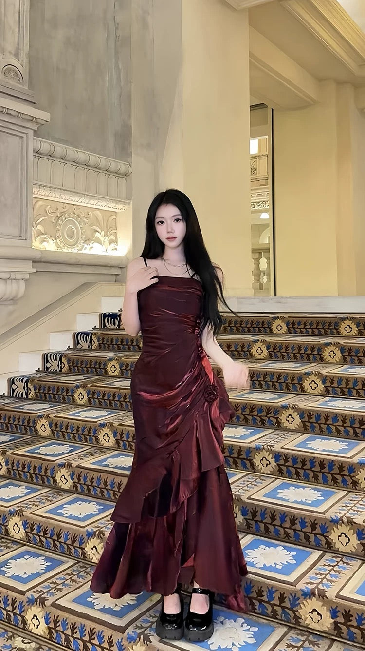 Spaghetti Straps Prom Dresses Gray Blue Party Dress SD1307