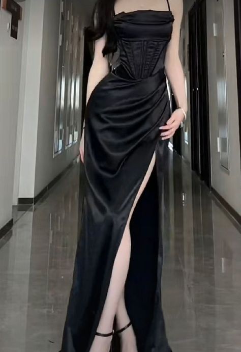 Sheath Spaghetti Straps Satin Black Party Dress Prom Dresses SD1385