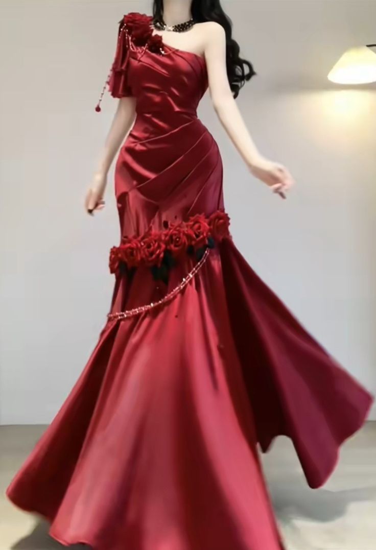 Style Prom Dresses Long Evening Dress Aesthetic Formal Red Birthday Dress SD1392