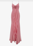 Sheath Spaghetti Straps Pink Chiffon Long Party Dress Prom Dresses SD1400