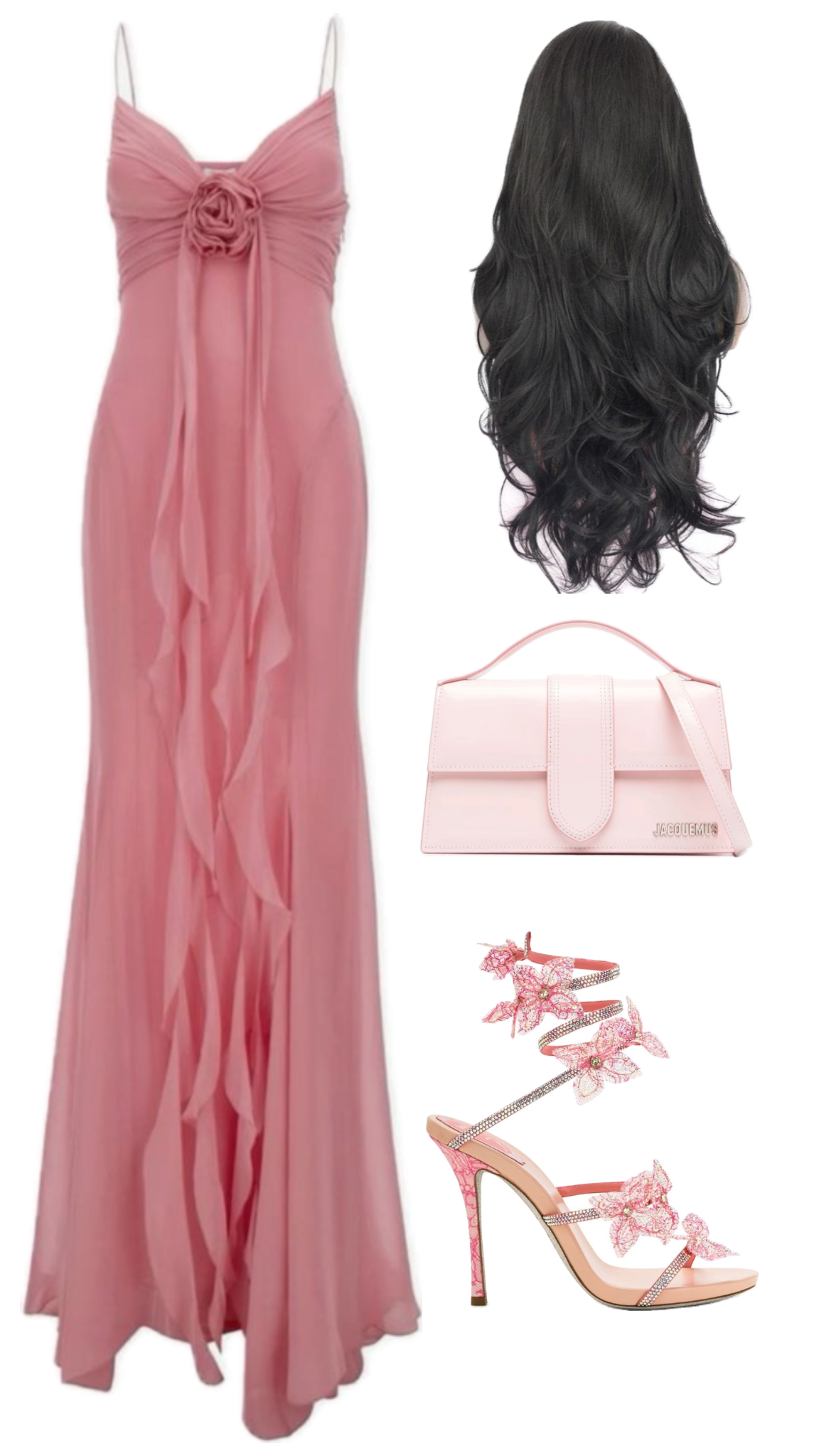 Sheath Spaghetti Straps Pink Chiffon Long Party Dress Prom Dresses SD1400