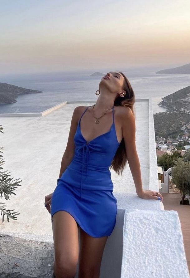 A line Halter Royal Blue Mini Dresses Satin Homecoming Dress 18th Birthday Dresses SD1440