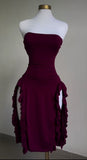 Sheath Strapless Burgundy Party Dress Prom Dresses SD1511