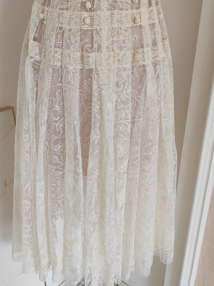 A line Scoop Champagne Short Sleeves Lace Vacation Dress Women Dresses SD154