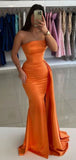 Sweetheart Sleeveless Mermaid Satin Evening Prom Dresses SD1572